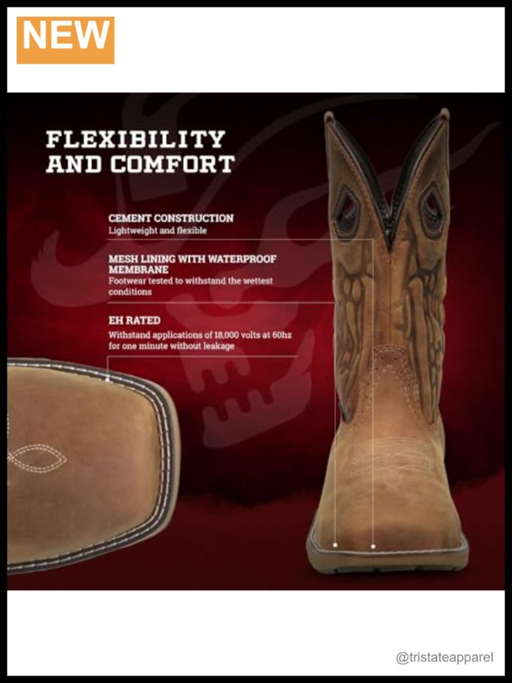 Waterproof Composite Toe Wide Square Toe Roper Work Boots - Picture 4 of 5
